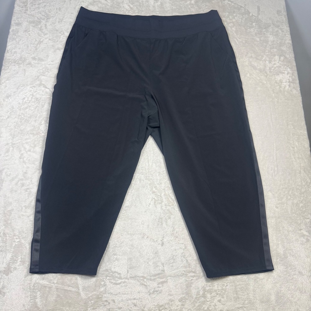 Athleta Plus Nolita Slim Tapered Crop Pants Black‎ 26 Side Stripe Athleisure